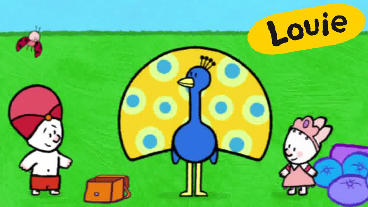Louie, draw me a peacock | Learn to draw cartoon for kids