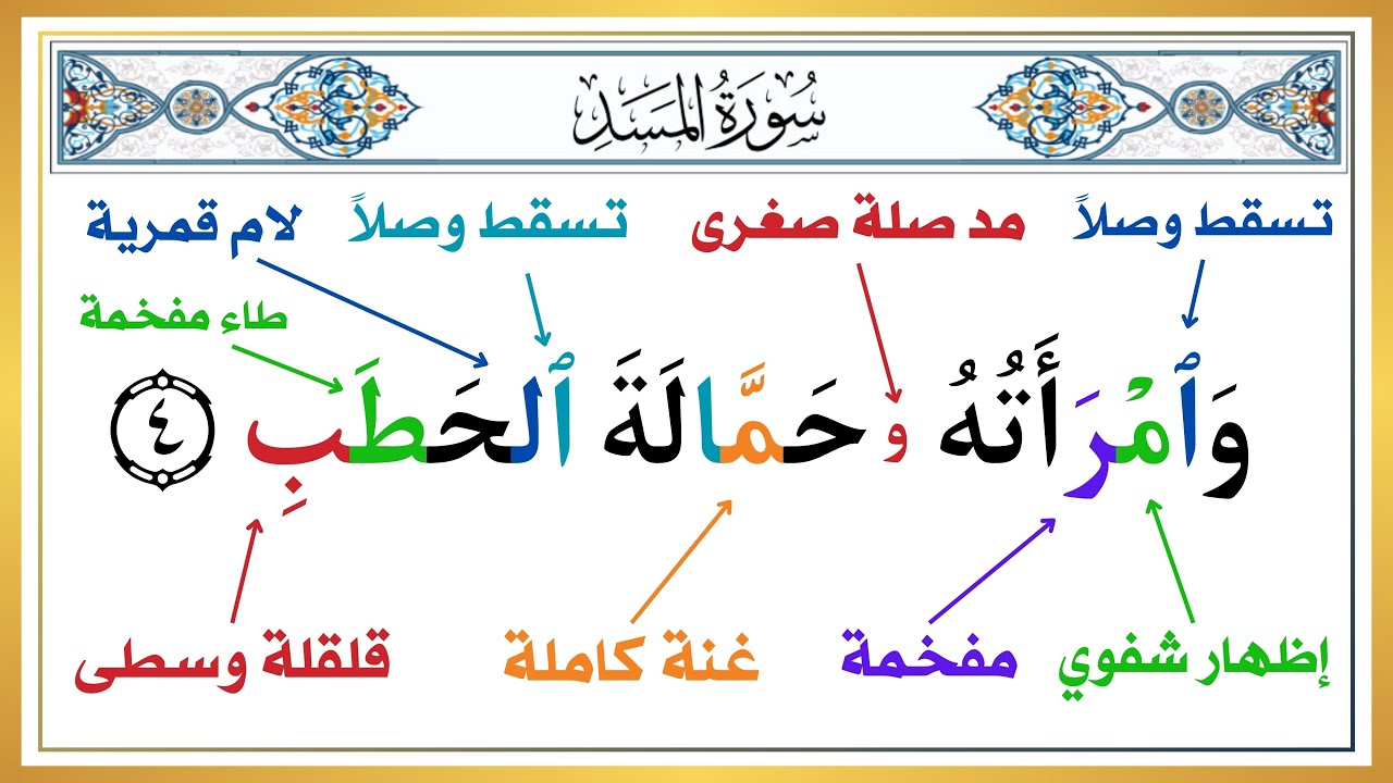 الحلقة الرابعة ( تعلم قراءة سورة المسد بأحكام التجويد ) الطريقة الصحيحة | علم طفلك القرآن الكريم