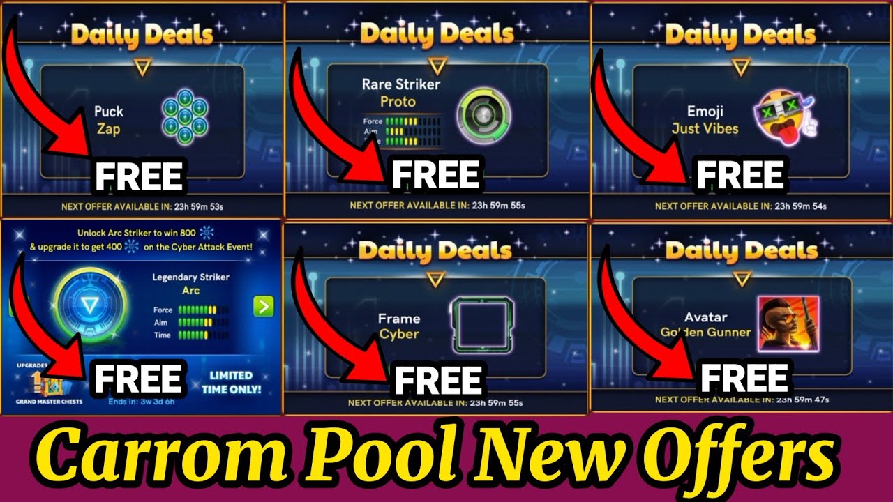 Carrom Pool New Events😲||Carrom Pool Cyber Season New Offer🔥||New Striker's And Pucks🔥||Carrom Pool🔥
