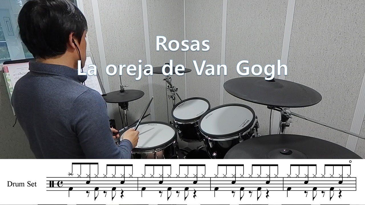 Rosas con partitura de batería (drum)