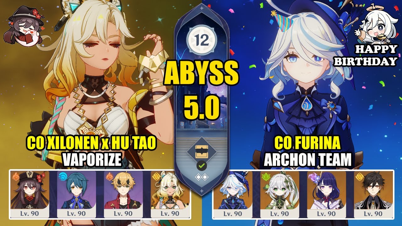 C0 Xilonen Hu Tao Vaporize & C0 Furina Archon Team | Spiral Abyss 5.0 | Genshin Impact 【原神】