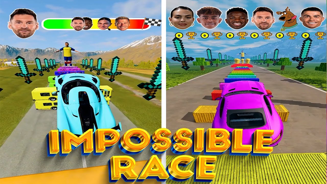 Ronaldo vs Messi ⚡ IMPOSSIBLE RACE Compilation! | BeamNG Drive #beamngdrive #shorts #simulator