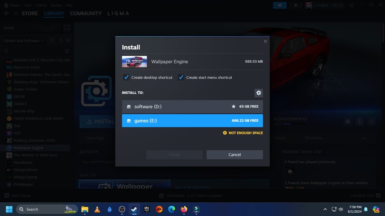 Steam Not enough spaces problem fix