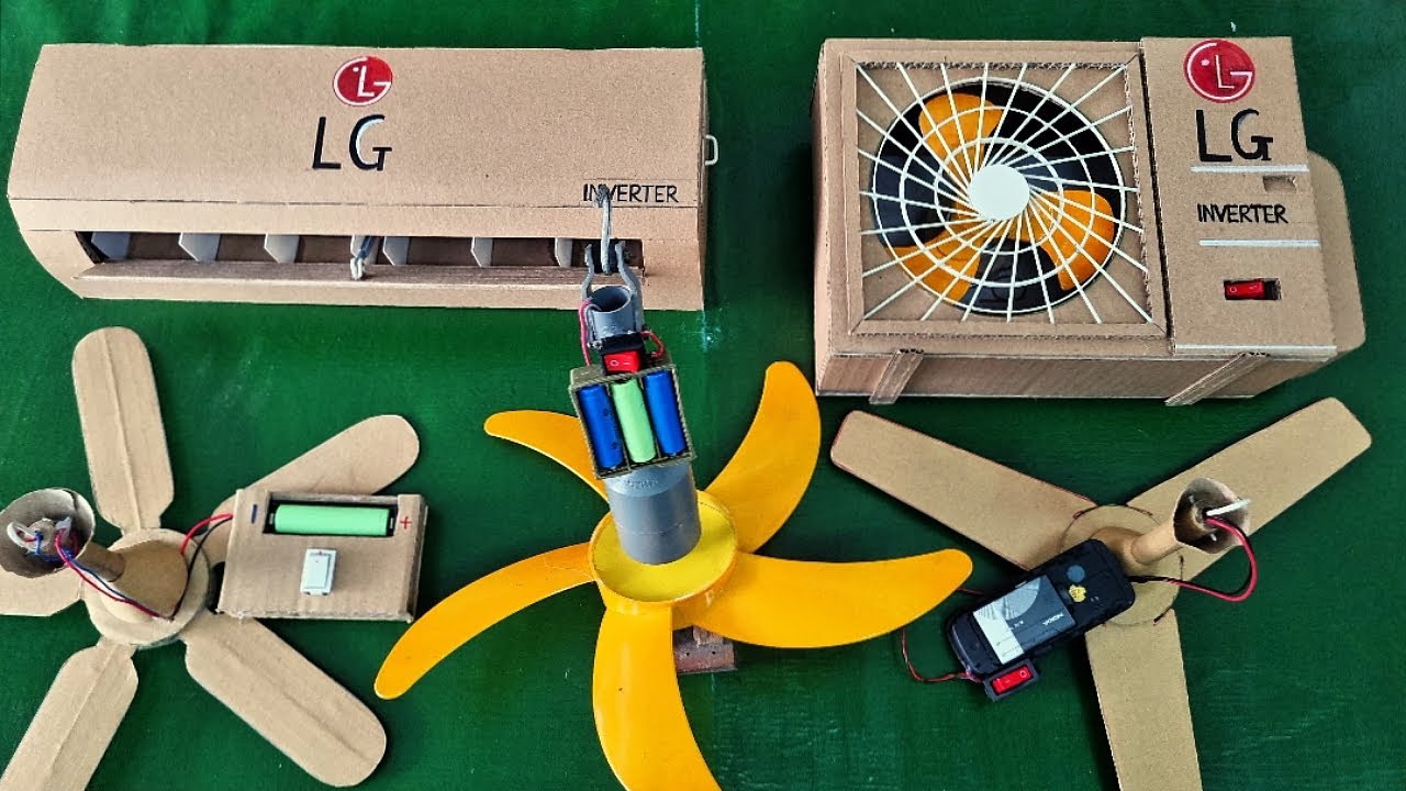 Do a ceiling fan and an air conditioner made of cardboard produce cool air when operating?