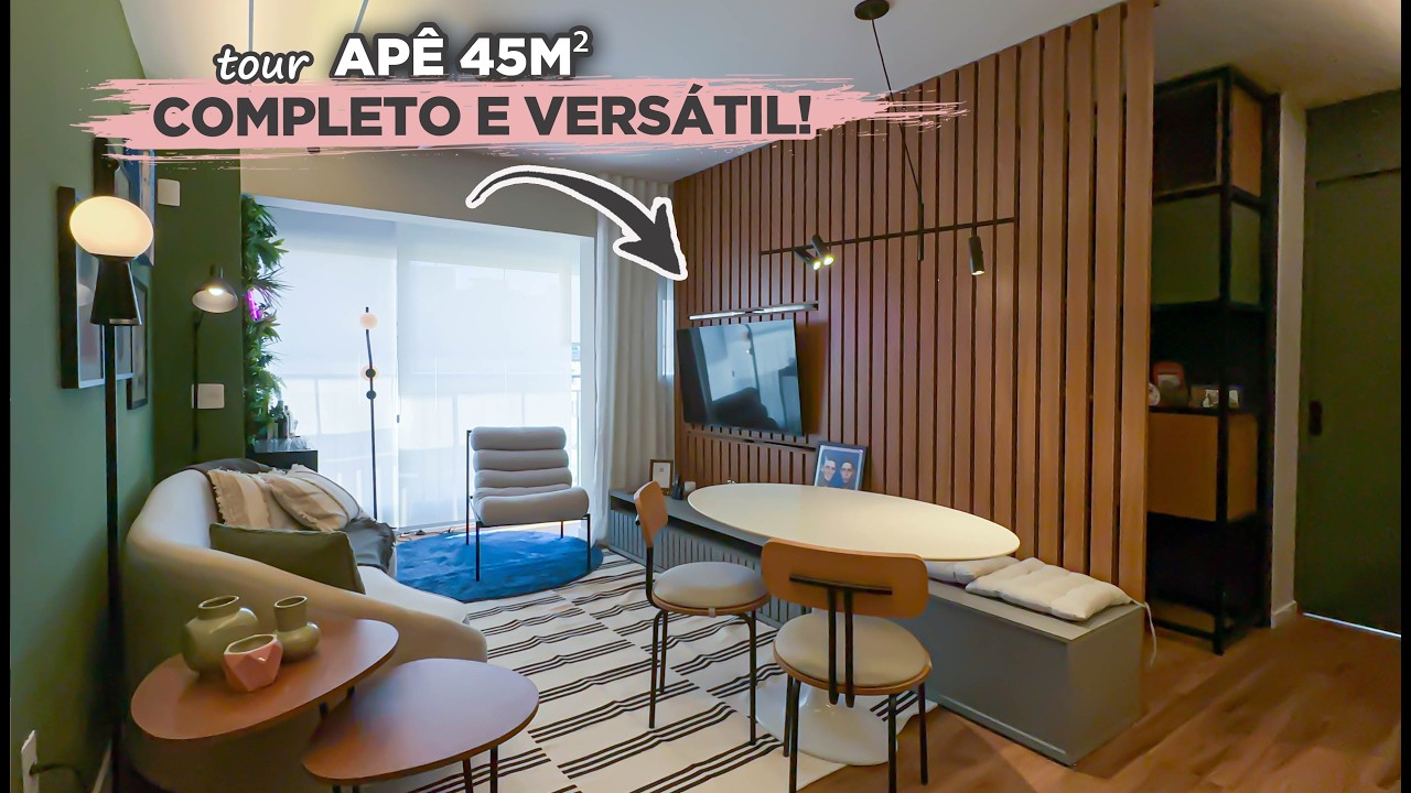 APARTAMENTO PEQUENO de 45m&sup2; SUPER COLORIDO com SOLU&Ccedil;&Otilde;ES CRIATIVAS| Gaby Garciia