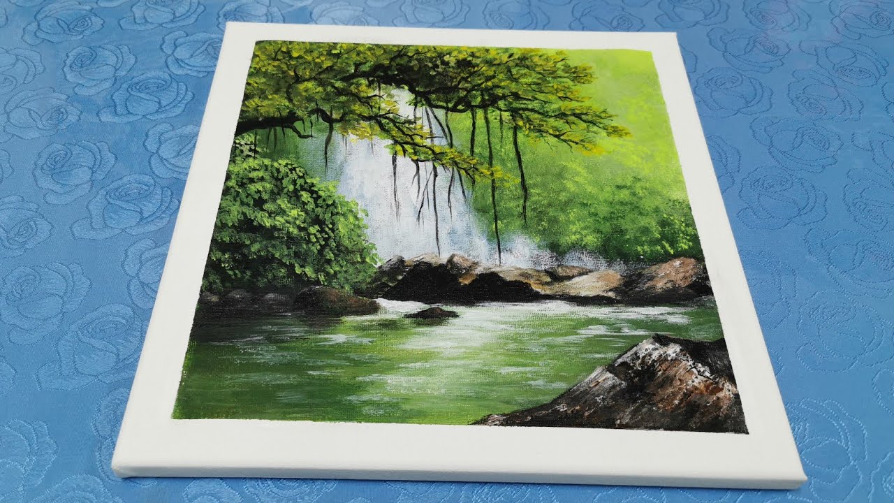 Nature Painting / Waterfall Landscape Acrylic Painting # 53