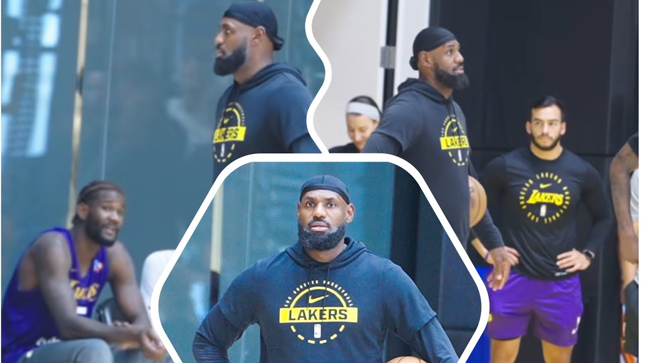 LeBron at Lakers practice today before their season opener on against the Golden State Warriors.