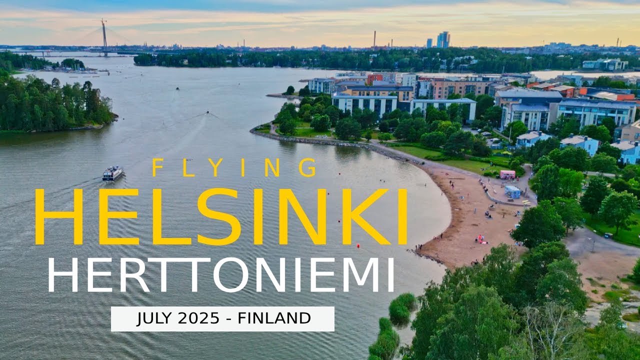 Flying Helsinki: Herttoniemi, Kulosaari & Kruunuvuorensilta, July 2025, Finland [4K] #slowtv