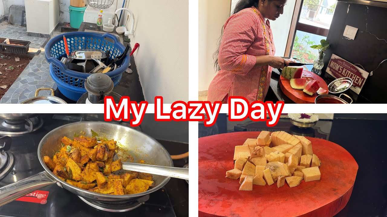 My Lazy Day with Simple Lunch/ Senai Kilangu Varuval/ Elephant Foot Yam fry Recipe in Tamil