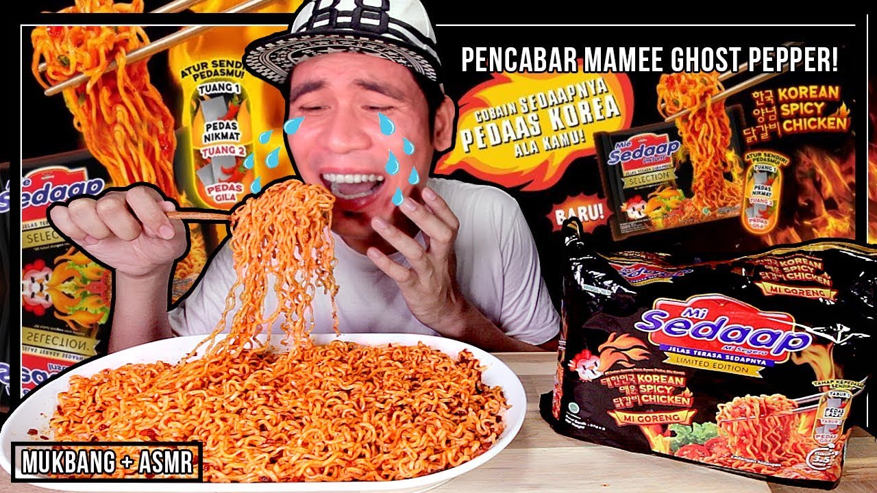NEW! MI SEDAAP KOREAN SPICY CHICKEN PENCABAR MAMEE GHOST PEPPER PEDAS GILA !? | ASMR MUKBANG