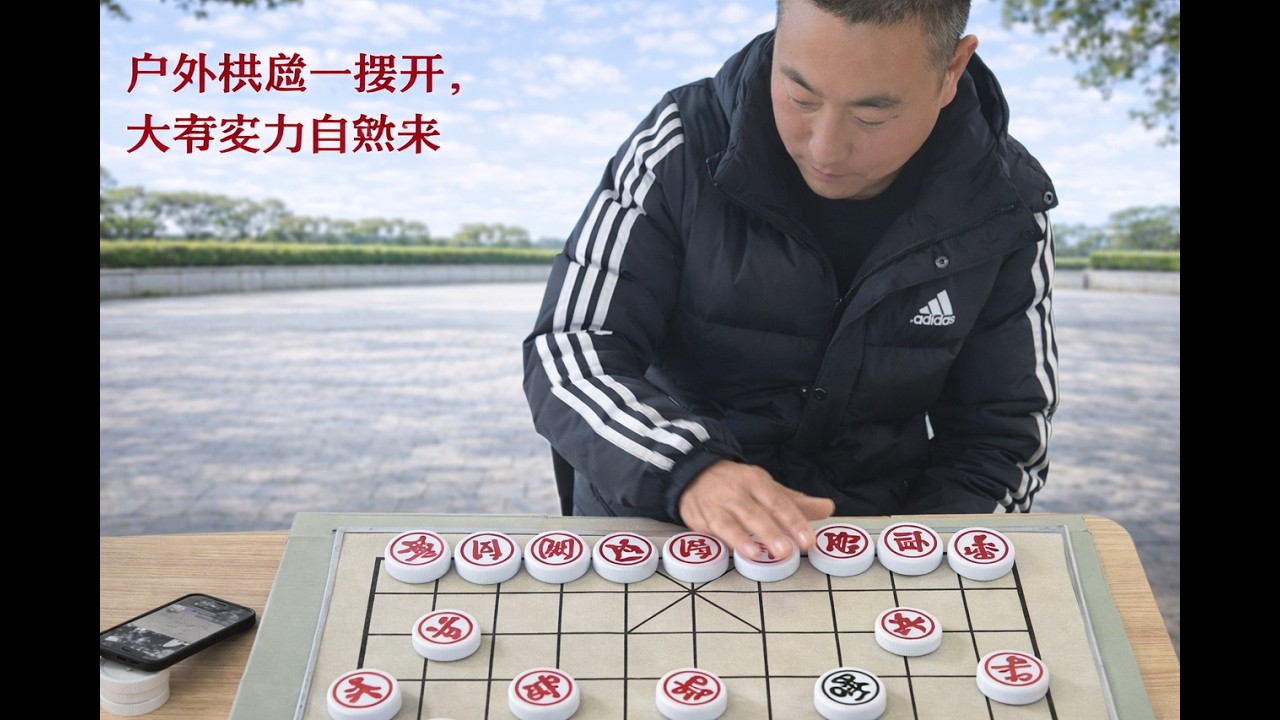 户外棋盘一摆开，大爷实力自然来