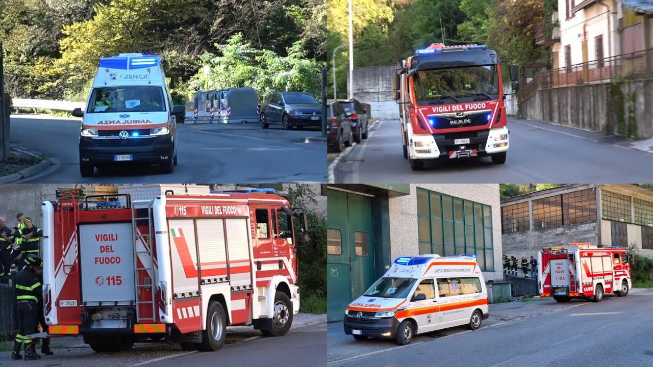 Volkswagen Transporter Ambulanza Arnica Berzo Demo +Autopompa Vigili del fuoco Lumezzane in sirena 