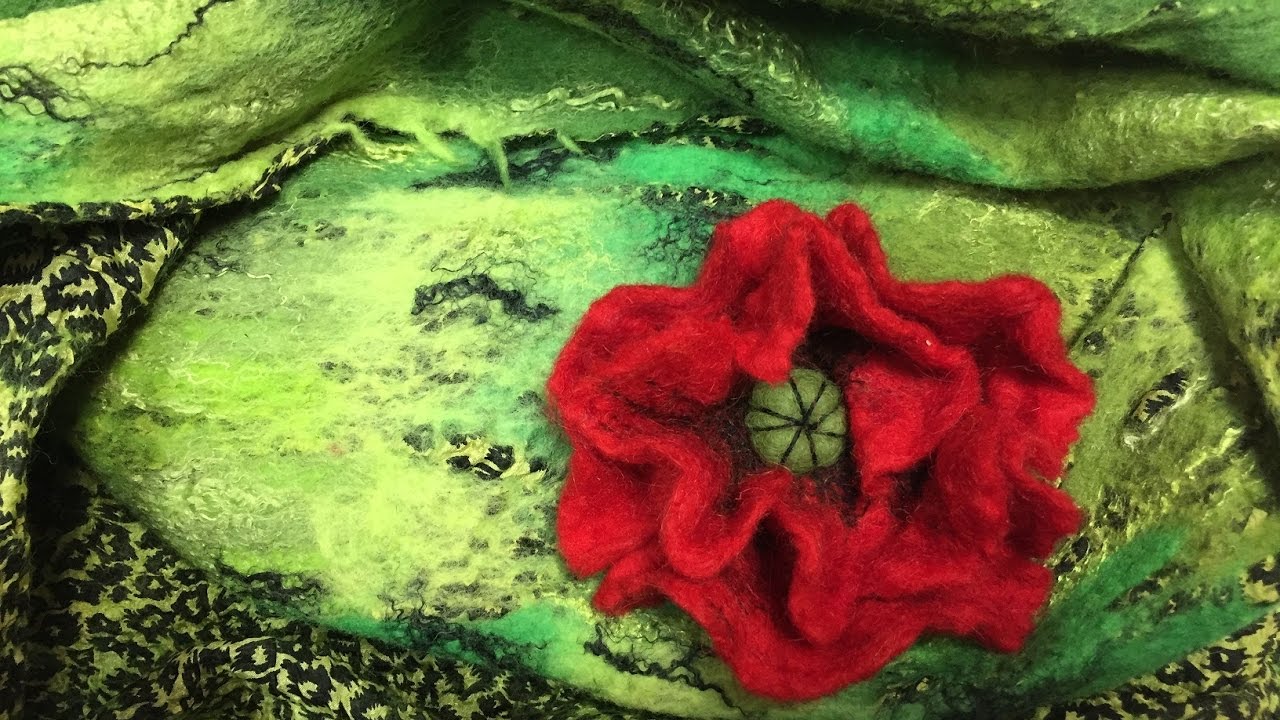 МАК  -- МОКРОЕ ВАЛЯНИЕ -- ЭТО ПРОСТО.Мастерская  Ирины Кузнецовой / WET FELTING POPPY