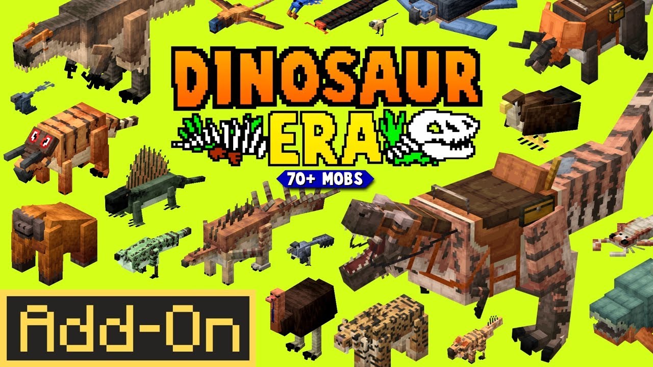 АДДОН «DINOSAUR ERA 2.0»: более 70 динозавров добавлены в Minecraft Bedrock Edition