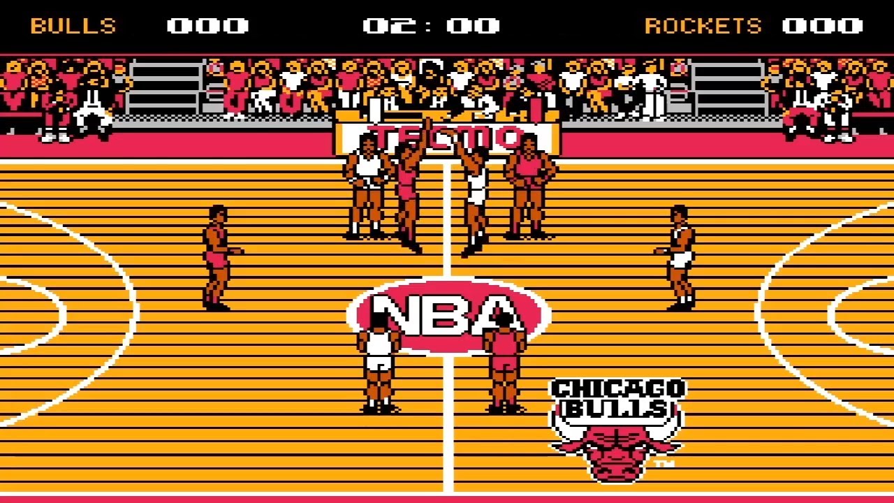 Tecmo NBA Basketball NES | Chicago Bulls-Houston Rockets