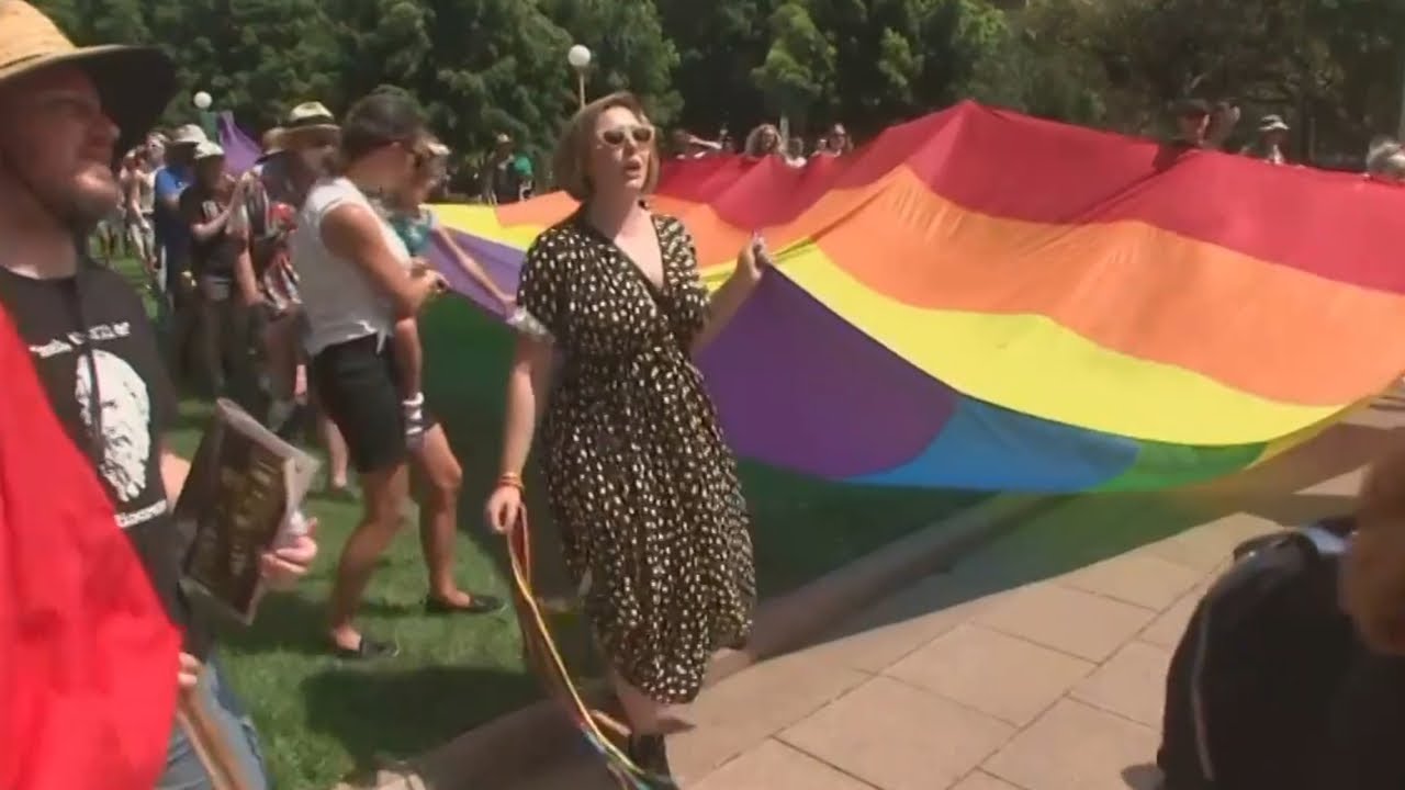 LGBTQ protestors gather outside Cardinal George Pell&rsquo;s funeral
