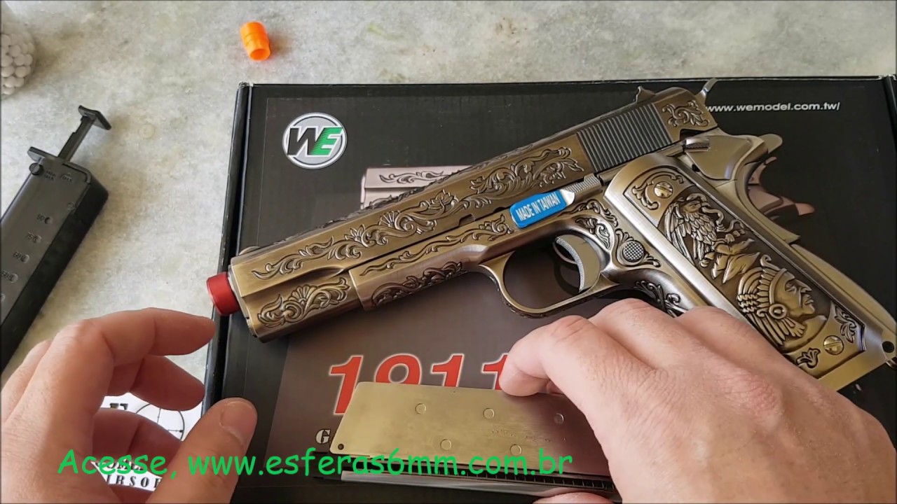 Airsoft - 1911 Floral Pattern WE GBB 6mm - E&G Comércio