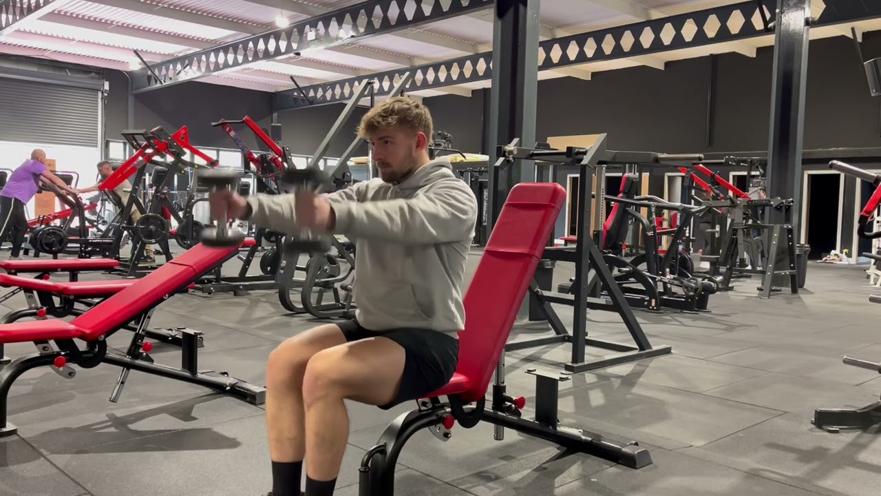 Seated dumbbell front raise