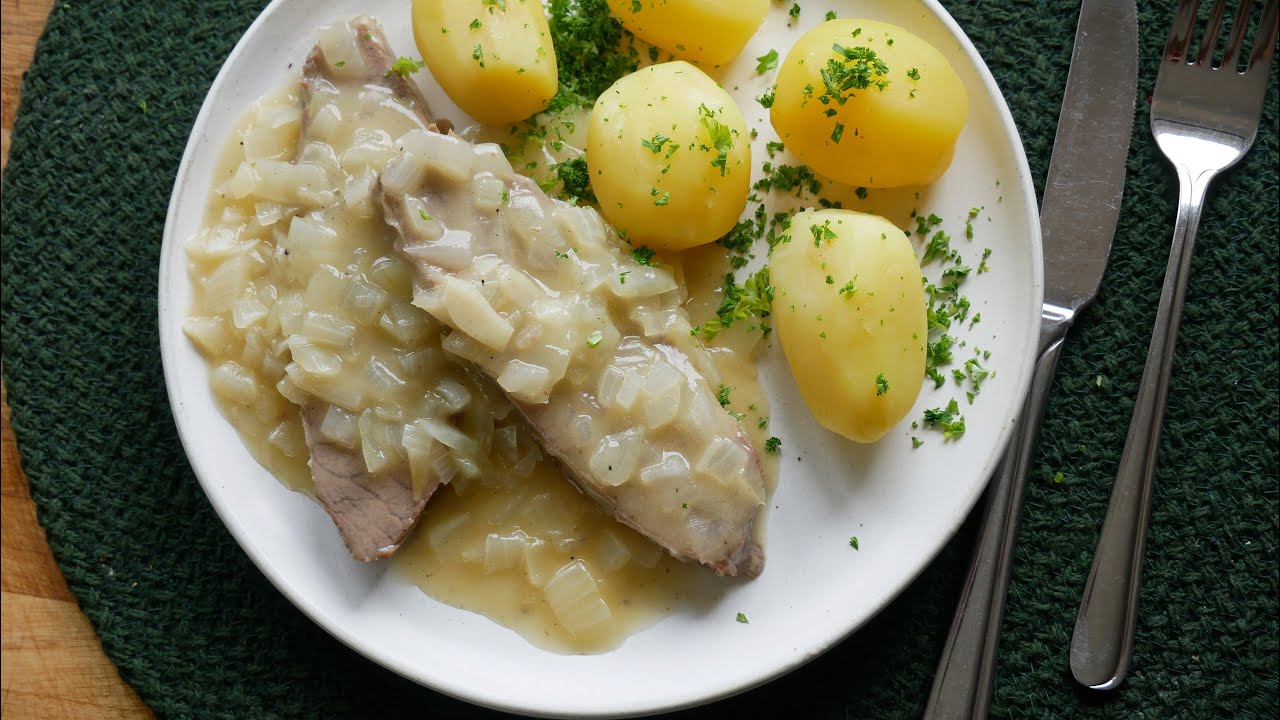 Münsterländer Rindfleisch mit Zwiebelsauce (Rezept) | Westphalian Beef with Onion Sauce | [ENG SUBS]