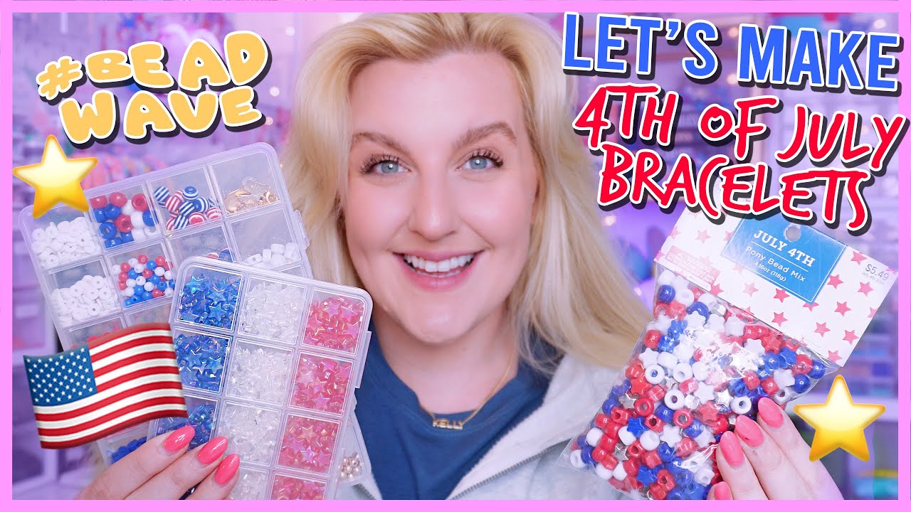 Making Cute 4th of July Bracelets 🇺🇸❤️🤍💙🧨 ✨DIY Beaded Bracelet Inspo✨