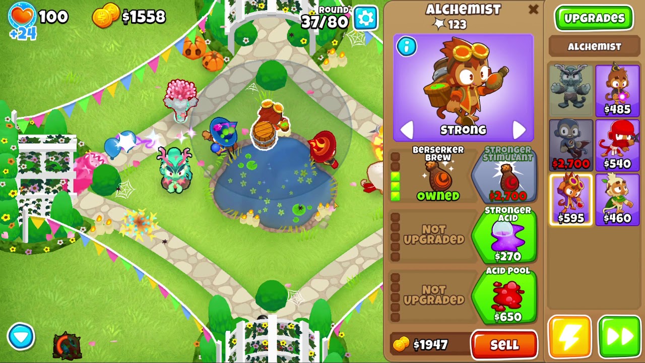 Quad Magic Monkeys Only but I don't sell anything (no powers, continues, BTD6 ver 13.1)