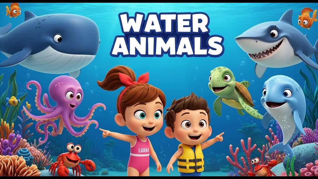 Water Animals Names for Kids | Learn Sea Creatures with Cartoon | Tiny Skool