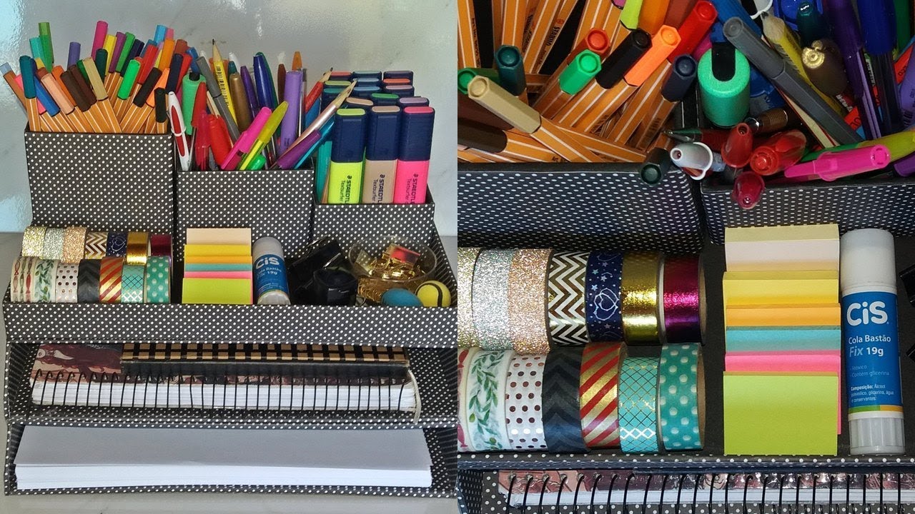 Organizador de Mesa de Escritório em papelão | Diy & Cartonagem | matheusdovale