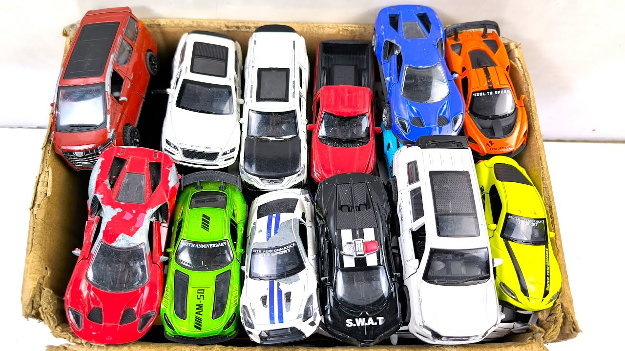 Box Full of Model Cars -Mazda Mx5, Koenigesgg Jesko, Lamborghini Scv12, Byd Yang Wang U8, Toyota Car