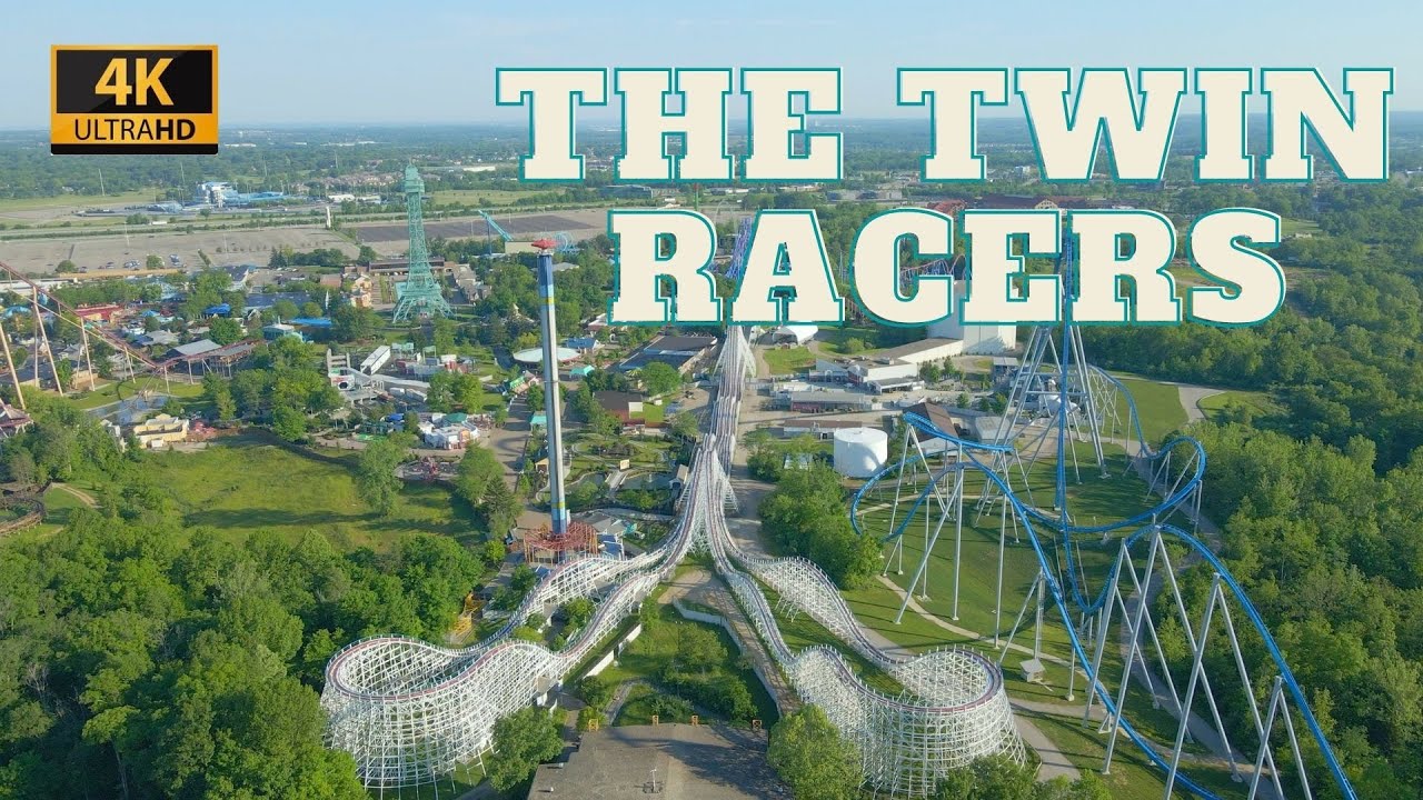 4K Drone Footage - The Twin Racers - 1972 Colors - Kings Island
