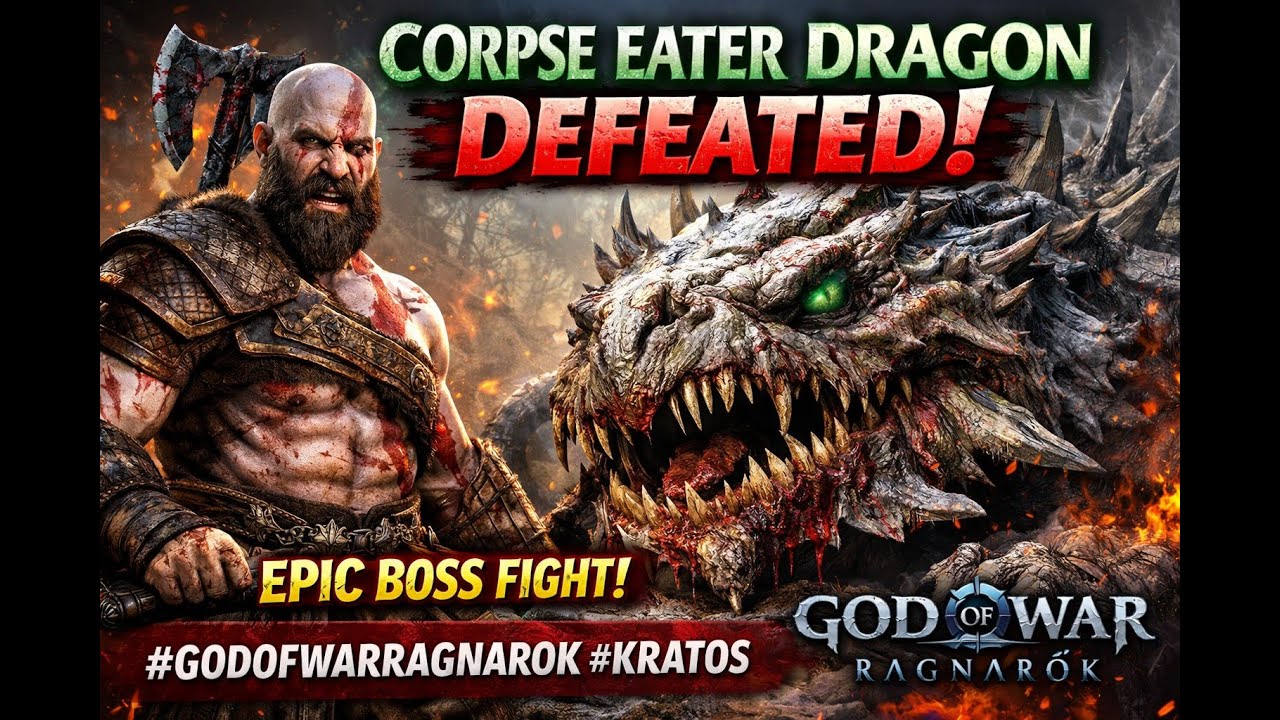 At the end finally killed The Corpse Eater Dragon || God of War Ragnarök