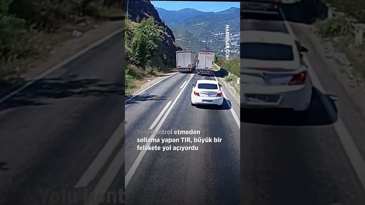 Yolu kontrol etmeden sollama yapan TIR, b&uuml;y&uuml;k bir felakete yol a&ccedil;ıyordu