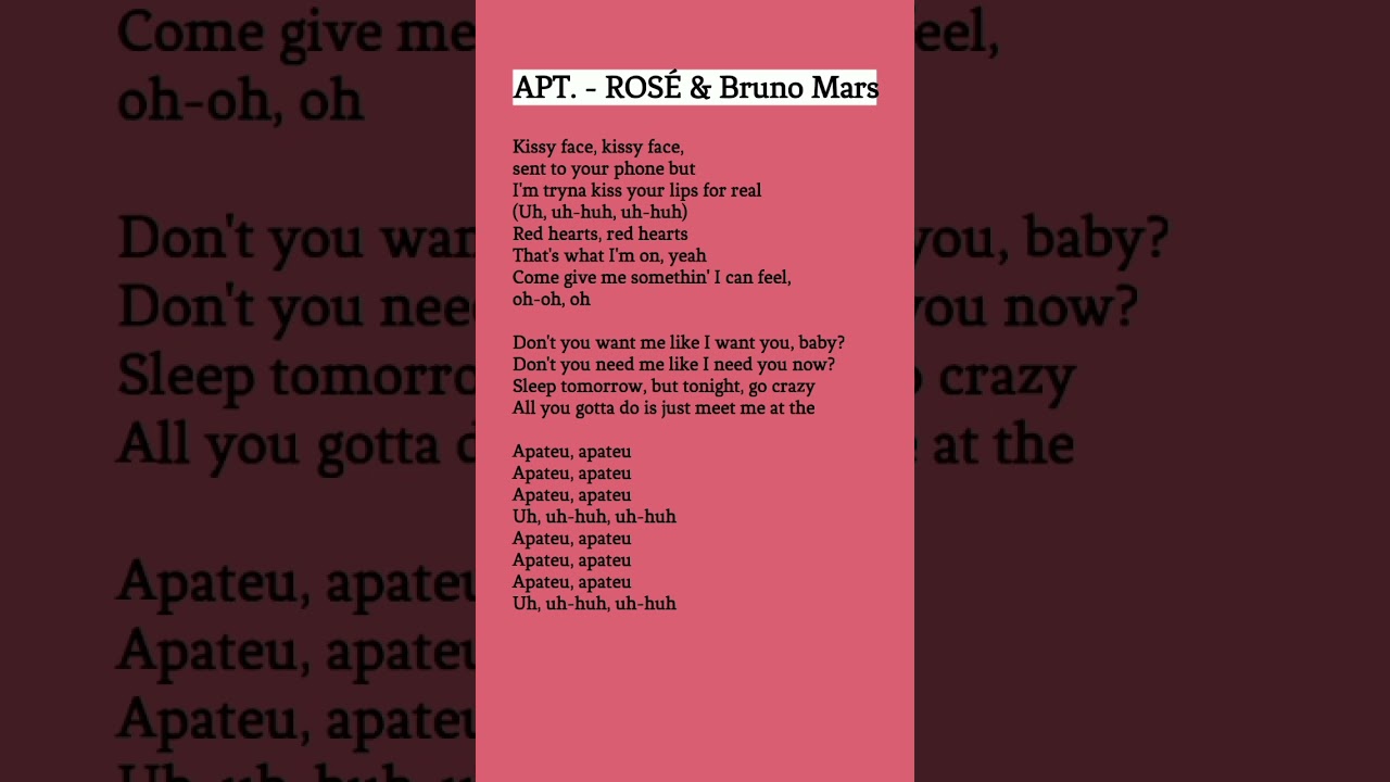 APT. lyrics - ROS&Eacute; & Bruno Mars ( ROS&Eacute;'s part)