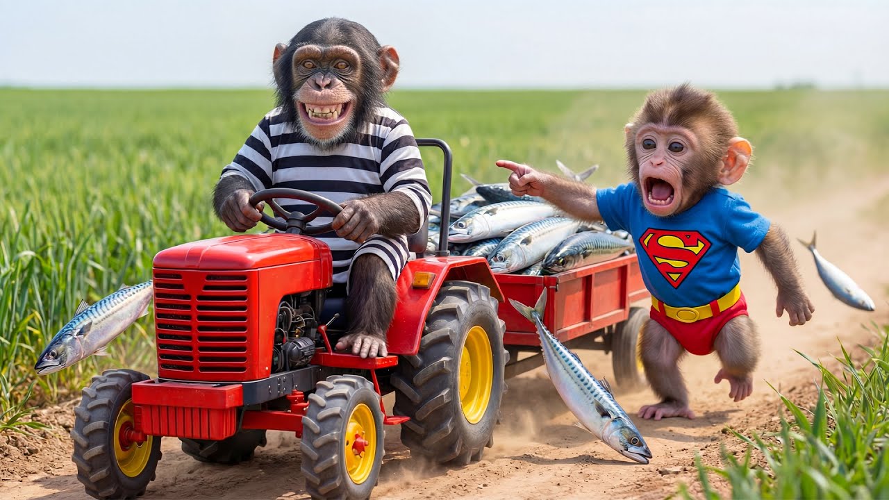 Monkey Funky’s Fishing Day Turns Into CHAOS — A Thief Steals the Fish Cart, His Smart Move Saves It