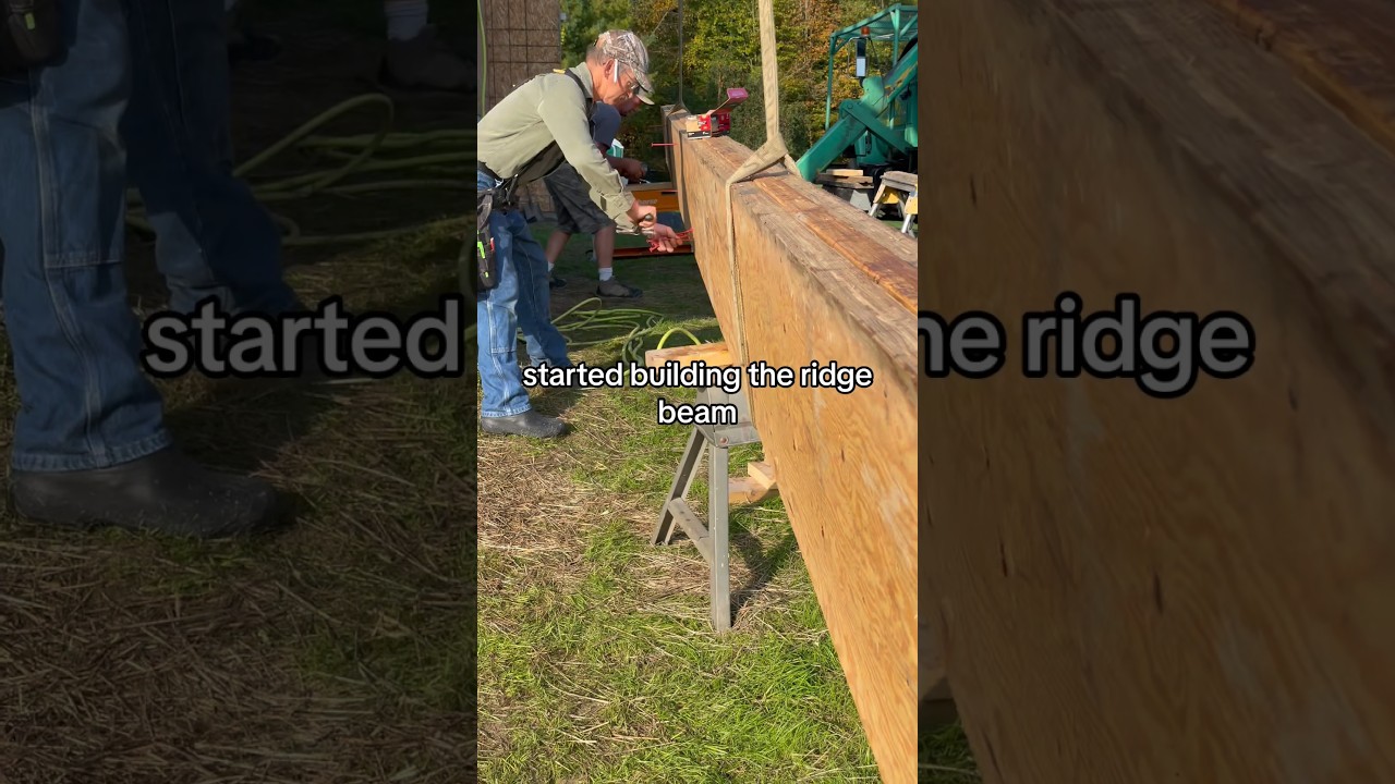 This is how we build a ridge beam fast! #construction #crane