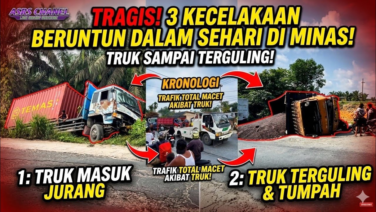​TRAGIS! 3 Kecelakaan Beruntun dalam Sehari di Minas, Truk Sampai Terguling!