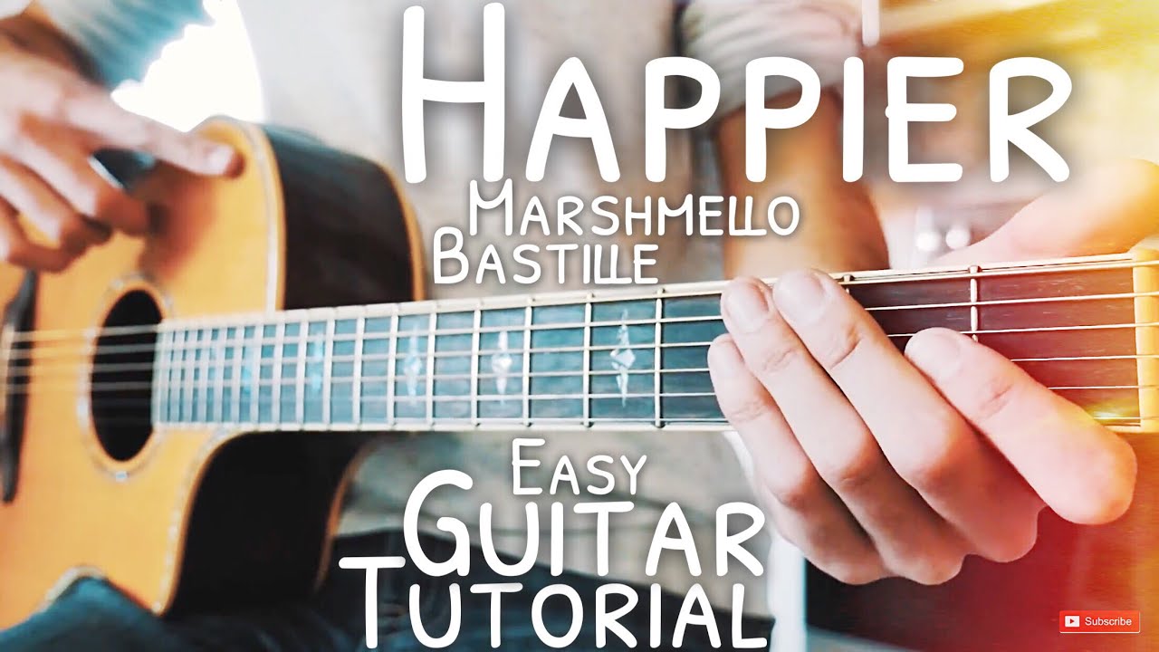 Happier Marshmello Bastille Guitar Lesson for Beginners // Happier Guitar // Guitar Tutorial #568