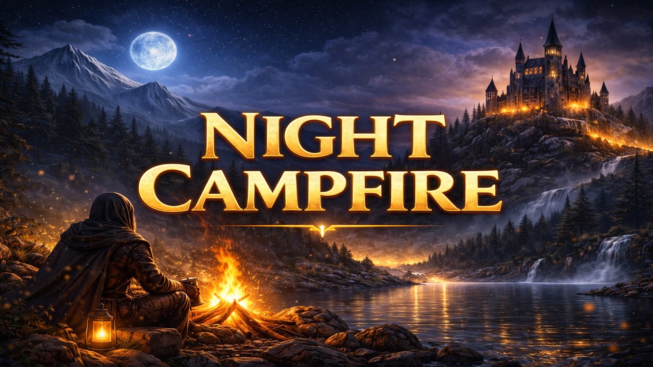 Velrath Night Campfire 🔥 Medieval Fantasy Campfire Ambience for Sleep, Relaxation & Study