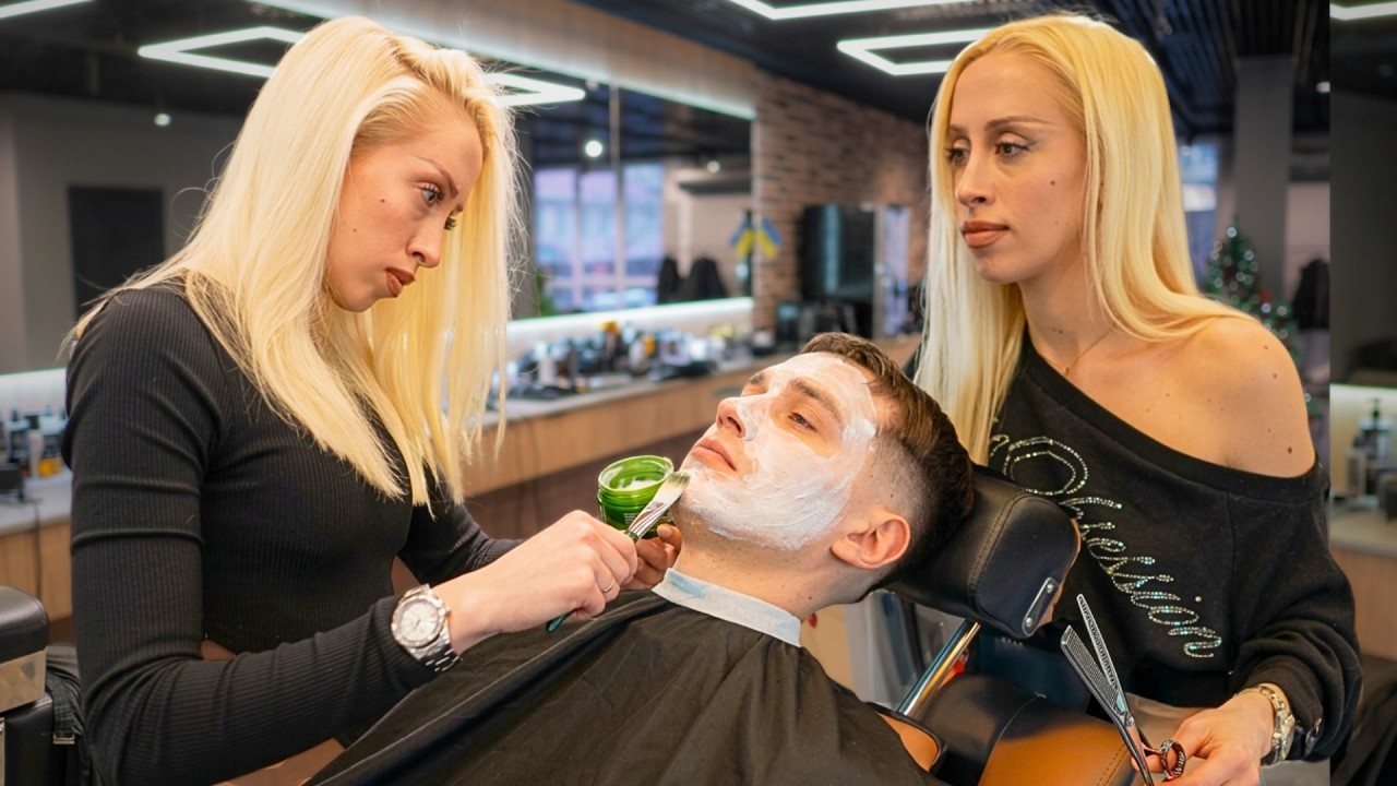 💈40 Minutes PEAK Relaxation Haircut Service by Ukrainian Barber Girl w Extras