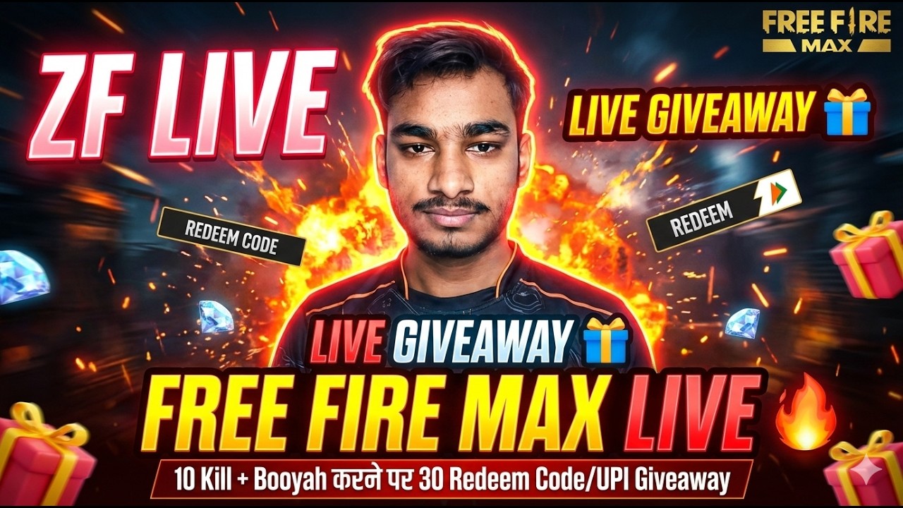 LIVE GIVEAWAY 🎁 + CUSTOM ROOM 🔥 | Free Fire MAX Live | Diamonds & Redeem