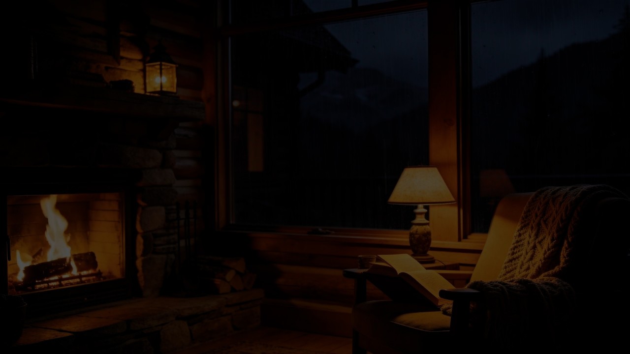 Rainy Night by the Fireplace 🌧️🔥 Cozy Cabin Window Rain Sounds for Deep Sleep | 12 Hours (No Ads)