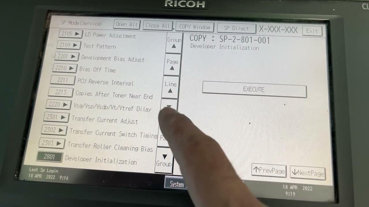 Develiper initialization | Forced toner supply | Ricoh MP 2352/2852/3352 tutorial service | VTB