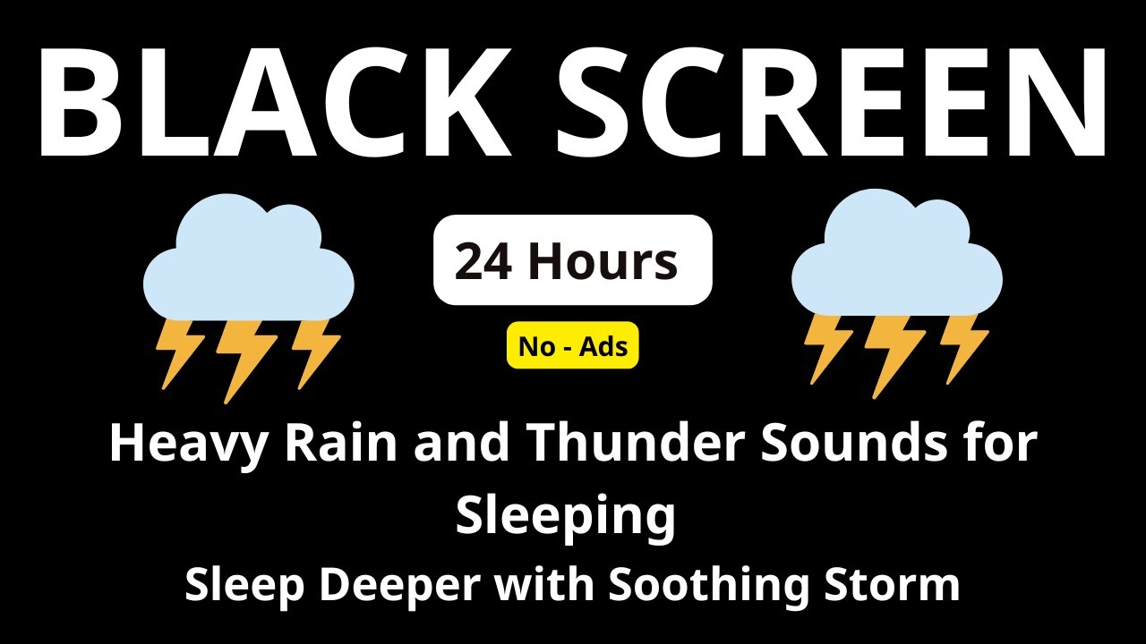 🔴 Heavy Rain and Thunder Sounds for Sleeping – Black Screen | Sleep Deeper with Soothing Storm