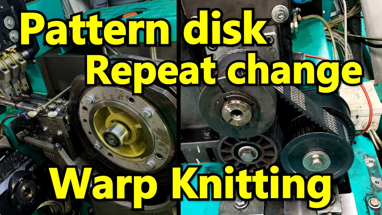 Changing the pattern drum repeat (Tempi) ratio. Tricot Warp Knitting Machine. Karl mayer. 트리코트 경편 원단