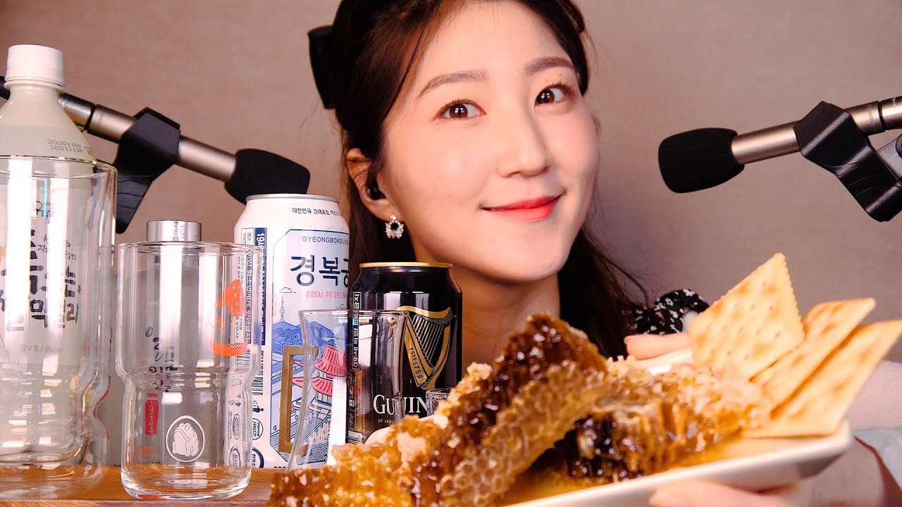 귀to귀 ASMR｜벌집꿀, 불닭볶음면 & 4가지 술｜혼술｜Eating Sound｜ Mukbang