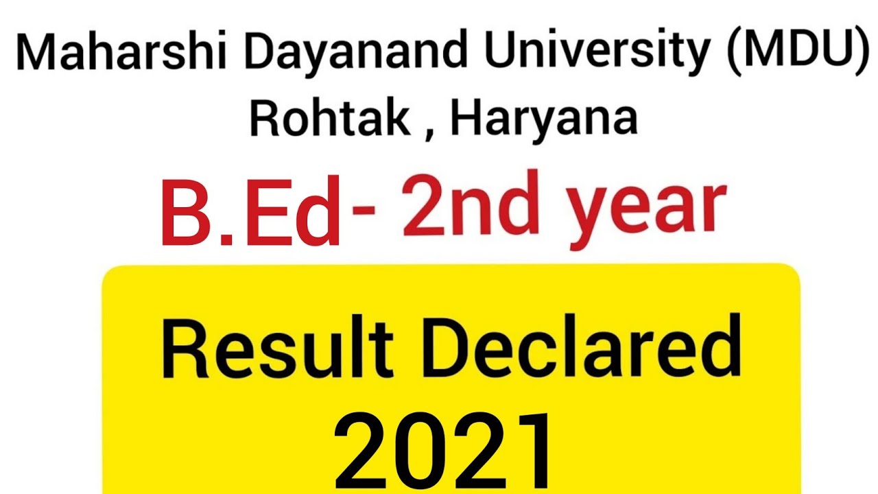 MDU - 2021 B.Ed 2nd Year Result Declared