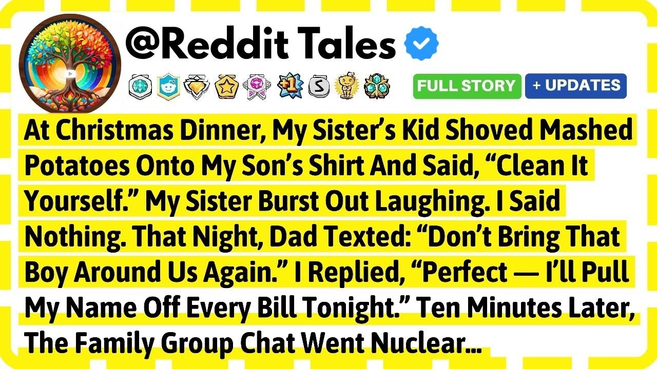 At Christmas Dinner, My Sister's Kid Shoved Mashed Potatoes Onto My Son's Shirt And Said, 