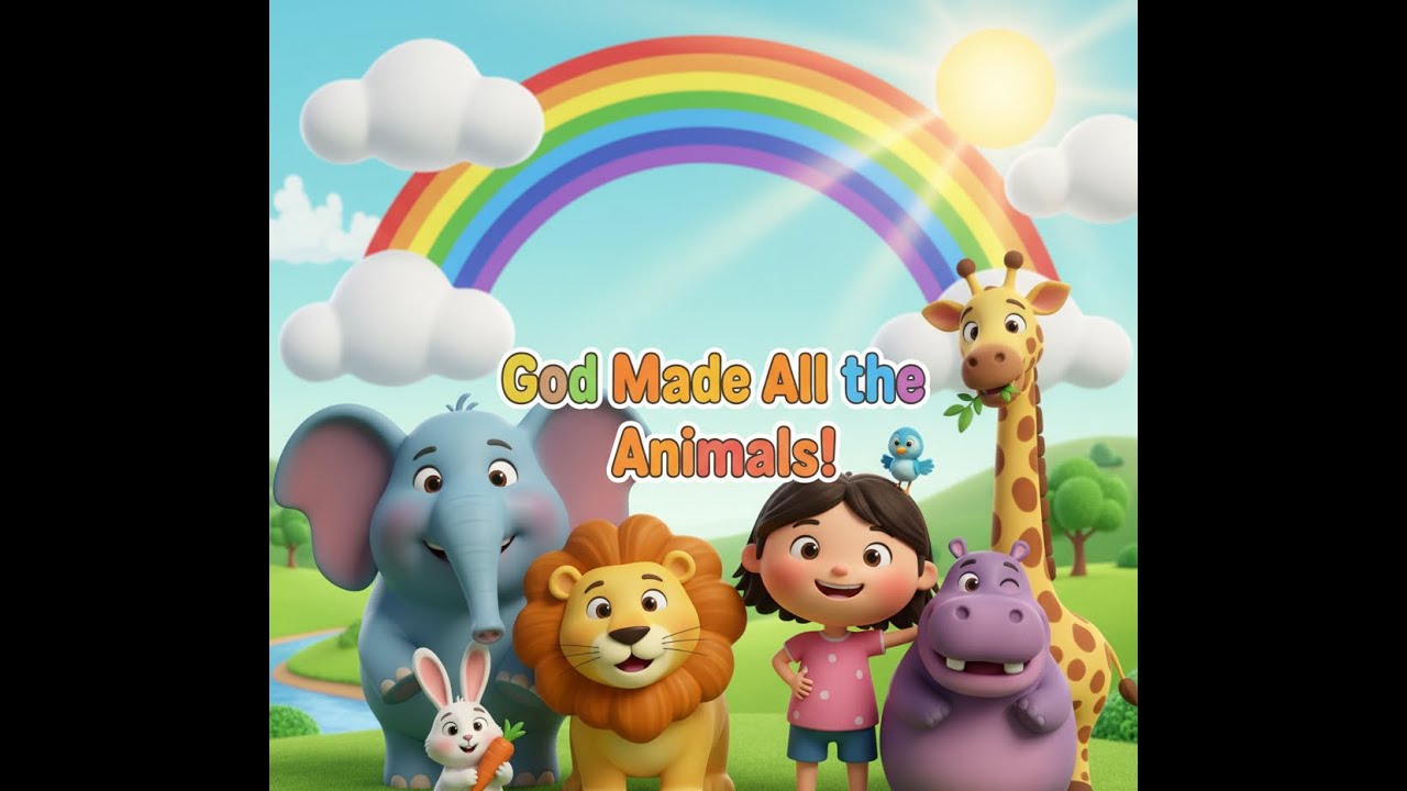 God Made the Animals 🌈 | Fun Bible Song for Kids | Learn Animal Names