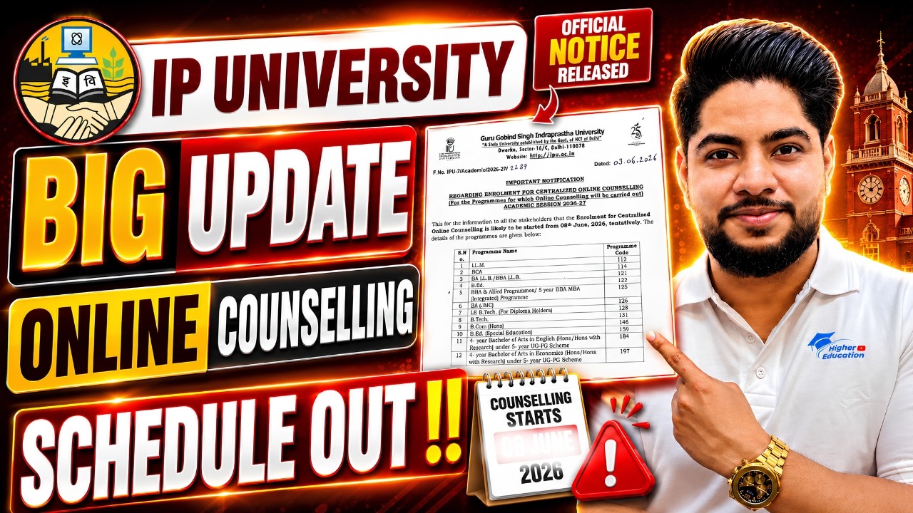 BIG UPDATE - IP University Online counselling NOTICE OUT !!