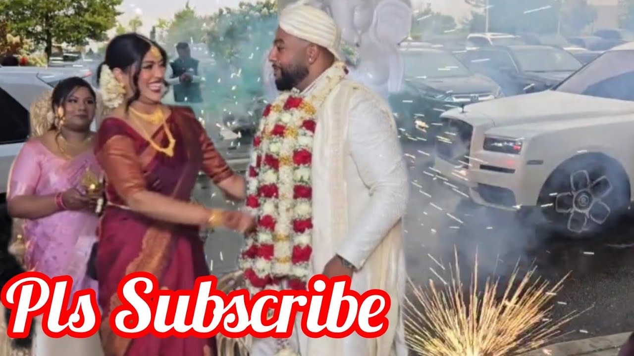 பட்டாசு வர்ண புகை வண்டியில் வந்த மணமகன்  ,மணமகள்  அழகான திருமணம் #wedding #canada #colombovicky 