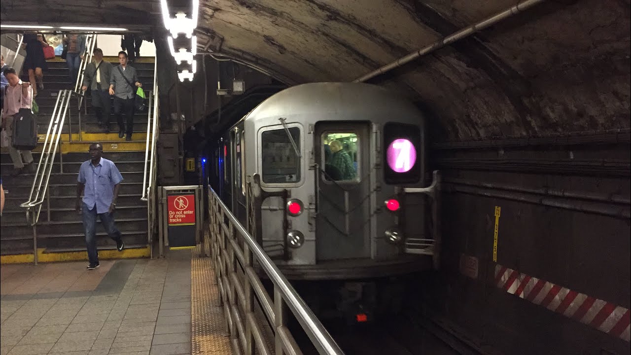 NYC Subway HD 60fps: Bombardier R62A 7 Express Train Departs Grand Central Station (5/27/16)
